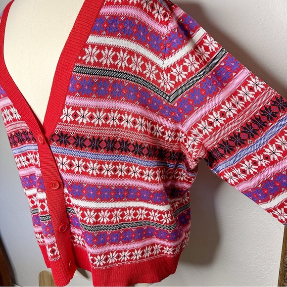 NWT Lane Bryant Classic Long Sleeve Button Front Fair Isle Cardigan Size 26/28 - Picture 7 of 11